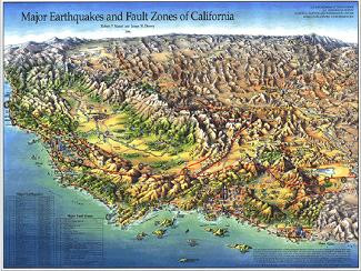 MAJOR EARTHQUAKES/FAULT ZONES IN CALIF