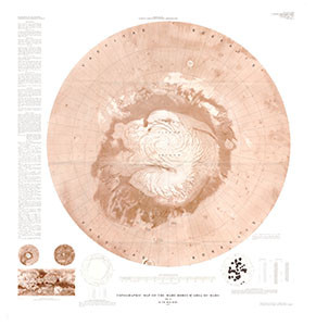 TOPOGRAPHIC MAP MARE BOREUM AREA OF MARS
